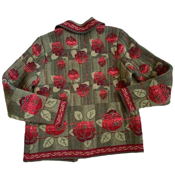 Vintage Cherry Lewis Floral Chunky Knit Wool Sweater Cardigan - Picture 7 of 7